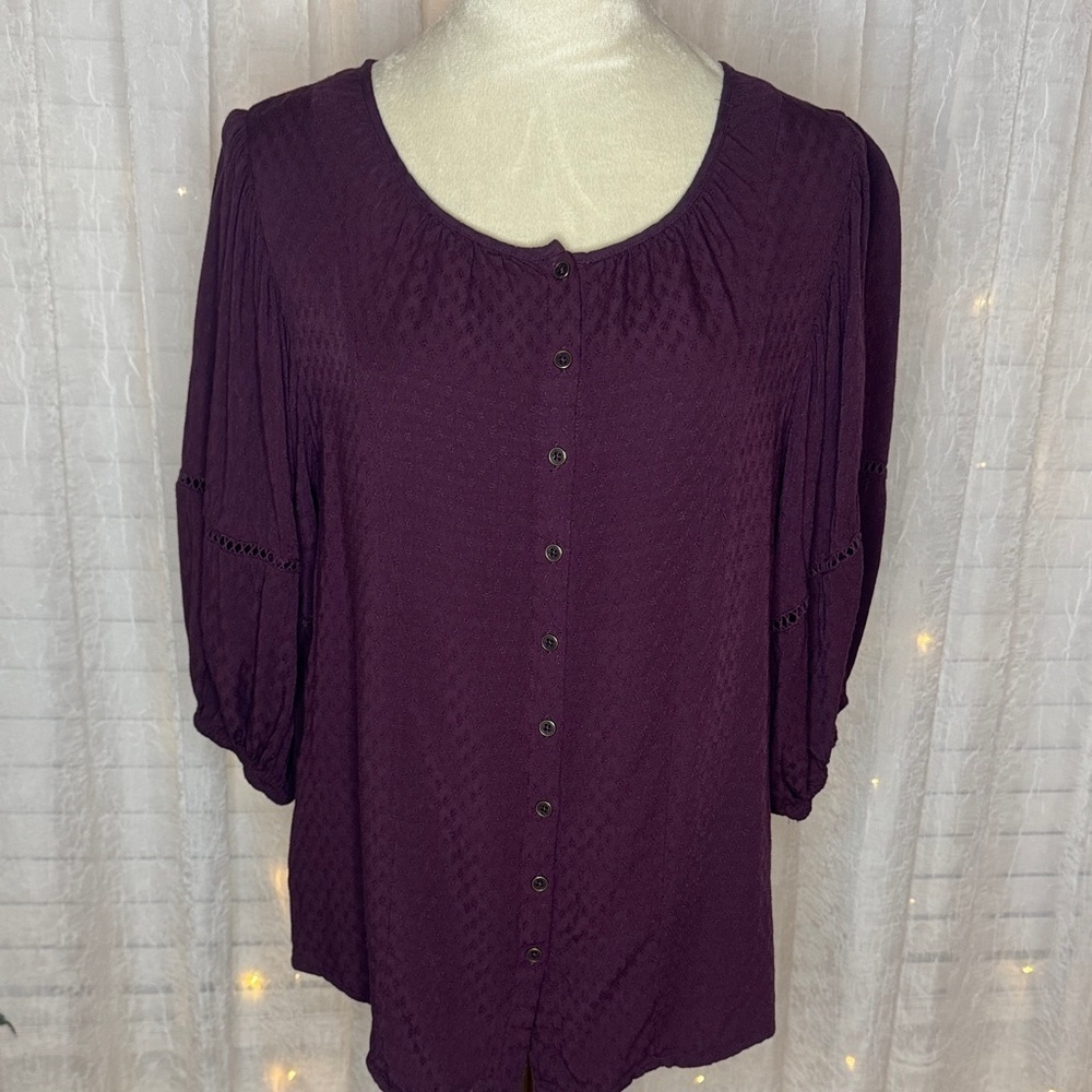 Knox Rose Deep Purple Button-Up Blouse